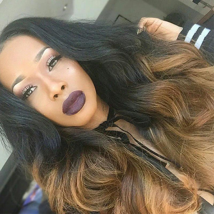 lumiere Hair Indian Ombre Body Wave 3 Bundles with 4X4 Closure Human Hair Free Shipping