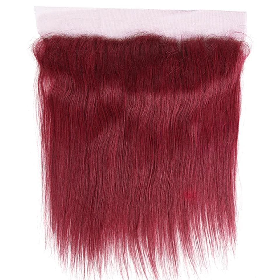 Red Bundles Color burg straight hair 4 Bundles With 13x4 Lace Frontal Pre Colored Ear To Ear