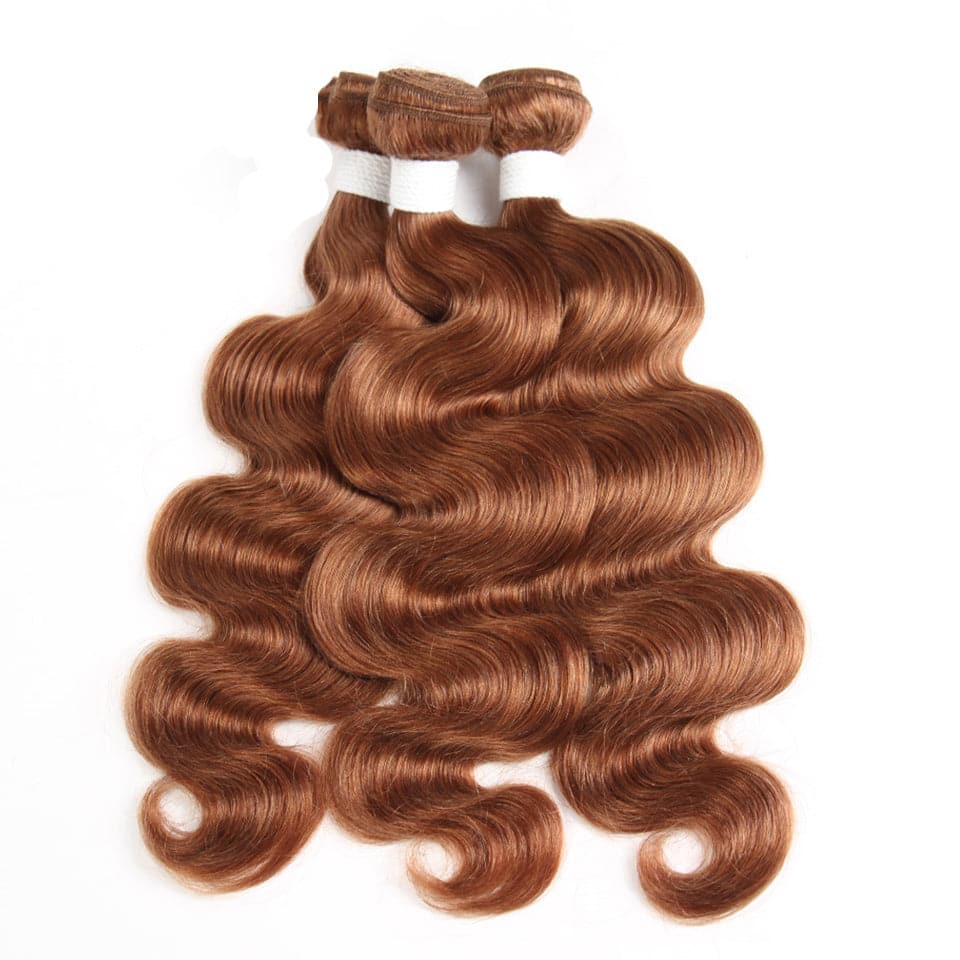 lumiere color #30 body wave 3 Bundles With Closure 4x4 pre Colored 100% virgin human hair - Lumiere hair