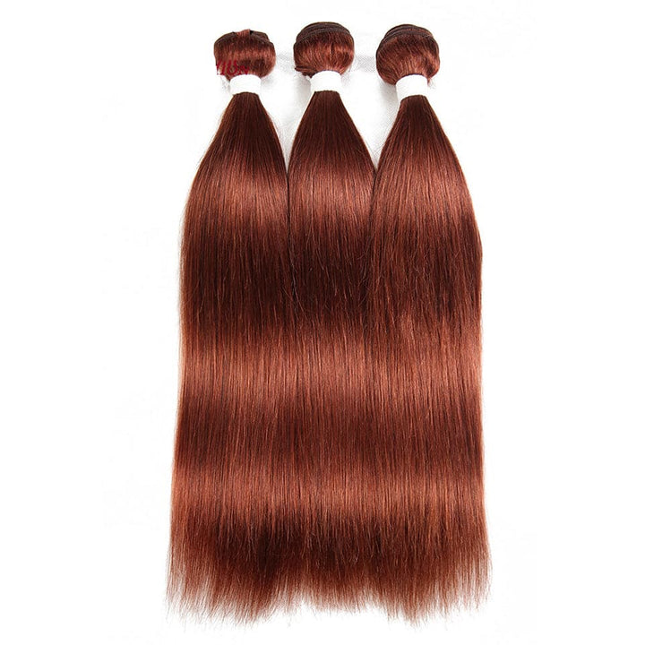 lumiere Color #33 Straight Hair 3 Bundles 100% Virgin Human Hair Extension(No Code Need)