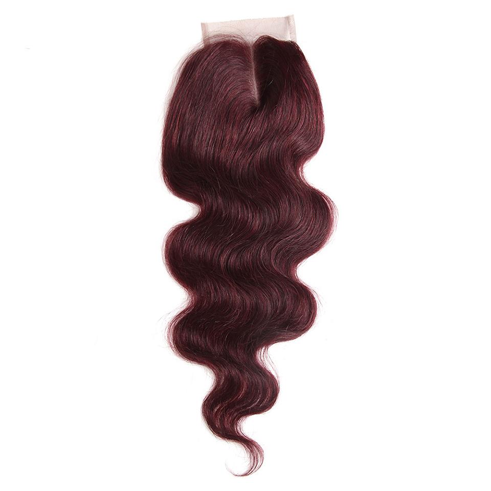 Red Bundles 99J Body Wave 3 Bundles With 4X4 Lace Closure pre-Colored 100% virgin human hair