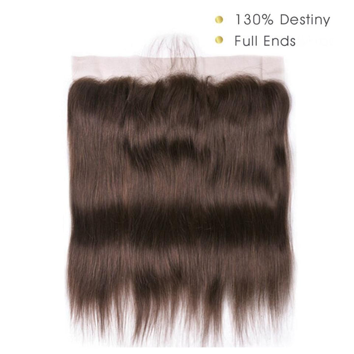 lumiere #4 Brown Straight Hair 3 Bundles With 13x4 Lace Frontal Pre Colored Ear To Ear - Lumiere hair