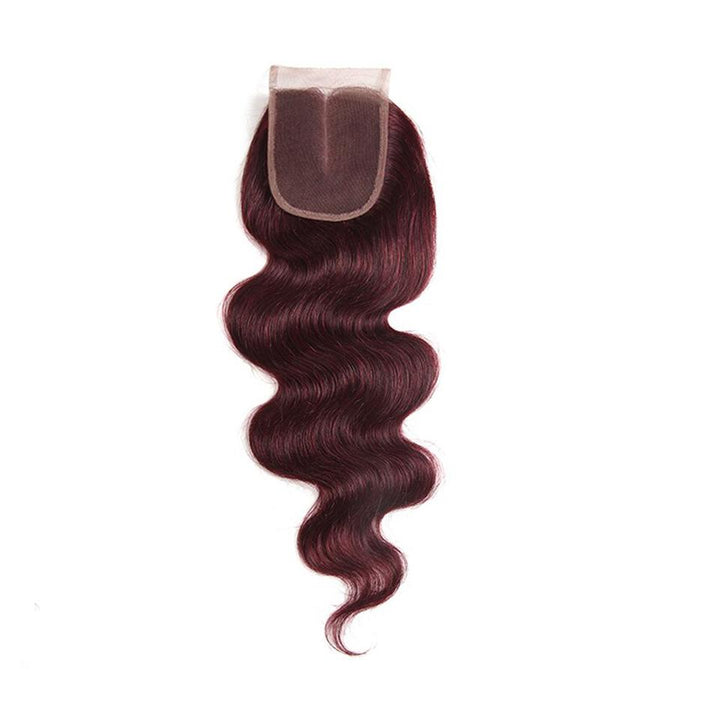Red Bundles 99J Body Wave 3 Bundles With 4X4 Lace Closure pre-Colored 100% virgin human hair