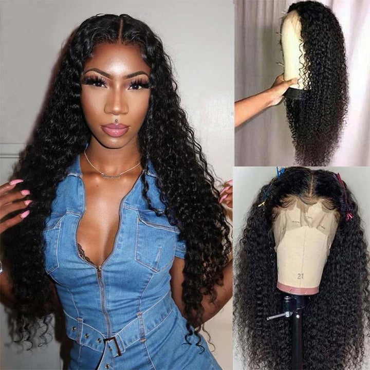 150% Density Kinky Curly Lace Frontal / Closure Virgin Human Hair Wigs With Baby Hair - Lumiere hair