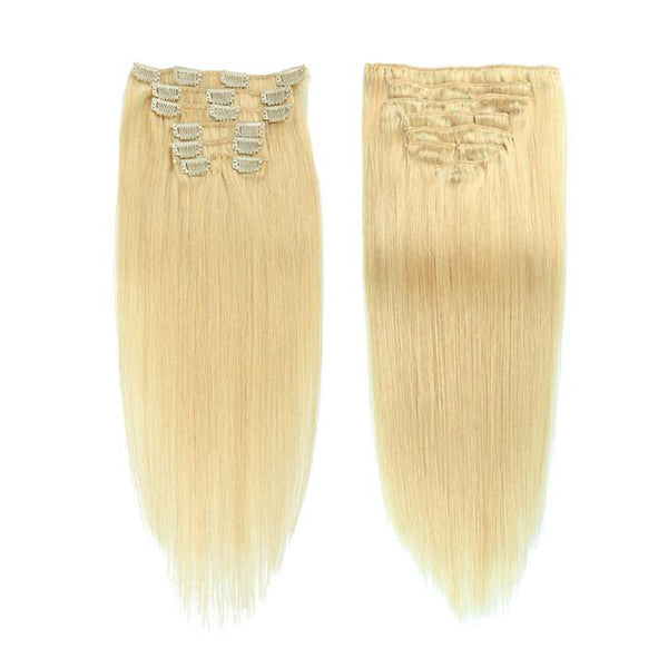 Pince à cheveux droite colorée #24 dans les extensions de cheveux humains 7 pièces/ensemble 120G