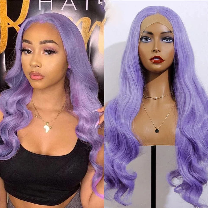 Light Purple 13x4 Lace Front Body Wave Wig Preplucked Pretty Brazilian Human Hair