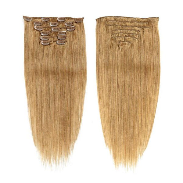 #27 Straight Hair Clip In Human Hair Extensions 7 Pieces/Set 120G