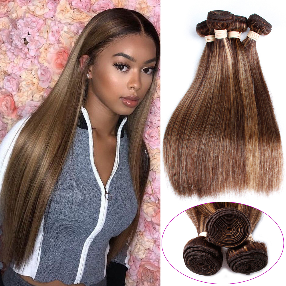 lumiere highlight 4 27 4 Bundles Straight Virgin Human Hair Extension Lumiere Hair