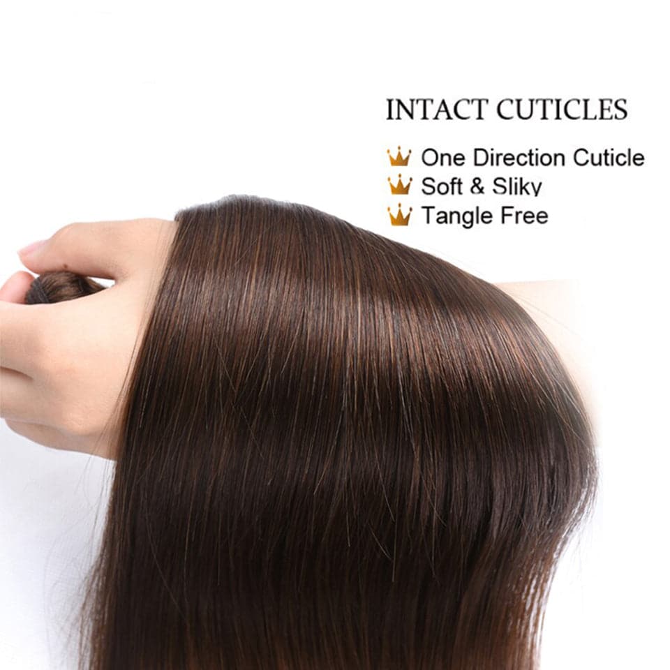 Color #4 Brown Straight Hair Weave 4 Bundles 100% Virgin Human Hair Extensions - Lumiere hair