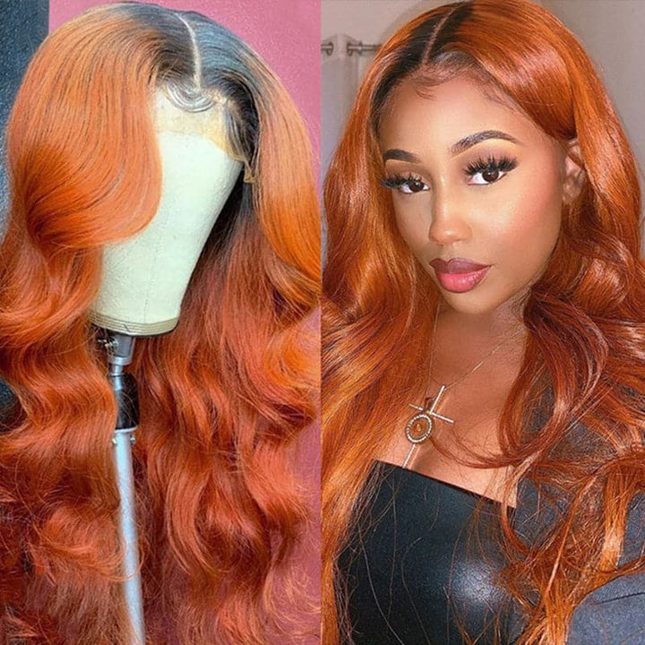 Lumiere 1B/350 Ombre Body Wave 4x4/5x5/13x4 Lace Closure/Frontal 150%/180% Density Wigs For Women Pre Plucked