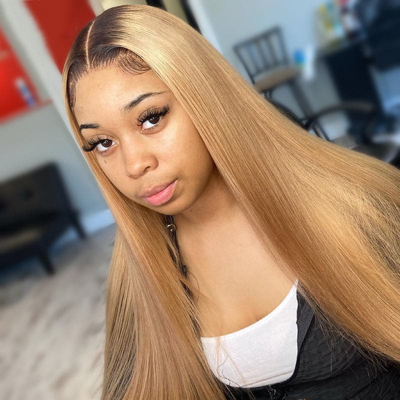Lumiere 1B/27 Ombre Straight Lace Frontal/Closure wigs virgin human hair with baby hair - Lumiere hair