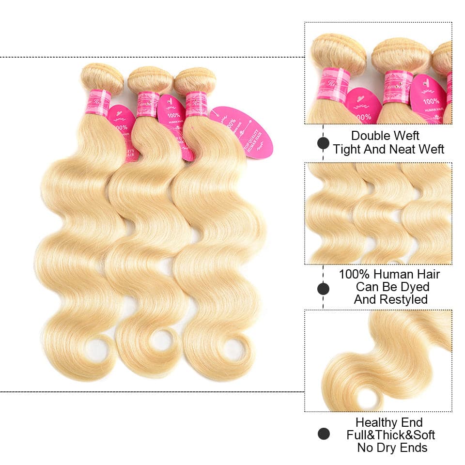 lumiere 613 Blonde Body Wave 3 Bundles with 13*4 Frontal Human Virgin Hair