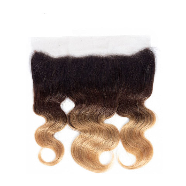 Colored 1B/4/27 Blonde Body Wave 4 Bundles With 13X4 Lace Frontal