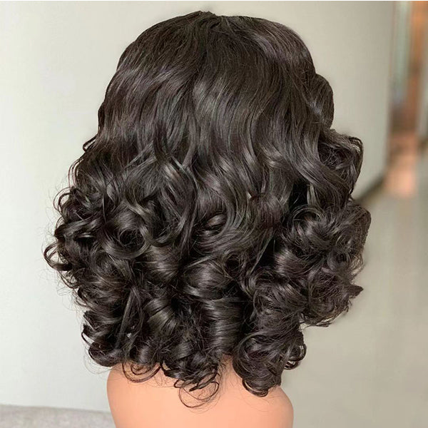 Bouncy Curly Bob 13x4 / 4X4 Lace Front Glueless Human Hair Pour les femmes noires