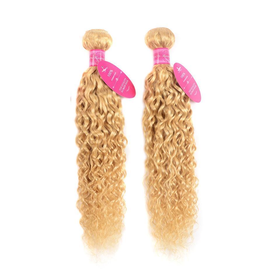 613 Blonde Color Water Wave 2 Bundles with 4x4 Closure Virgin Human Hair