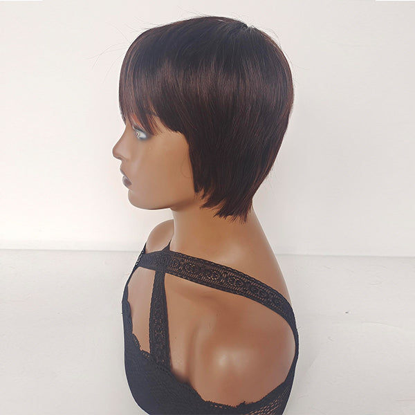 #2 Pixie Cut Straight Short Bob For Women Full Machine Made Wig With Bangs Human Hair