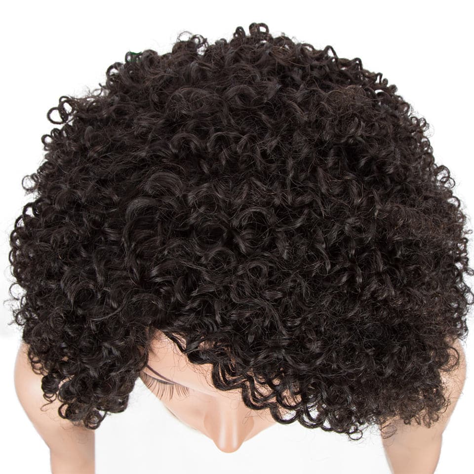 Ship In 24Hours-Lumiere #1B Curly Short Bob Full Machine Made None Lace Wig Virgin Human Hair
