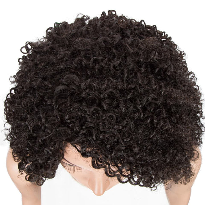 Ship In 24Hours-Lumiere #1B Curly Short Bob Full Machine Made None Lace Wig Virgin Human Hair