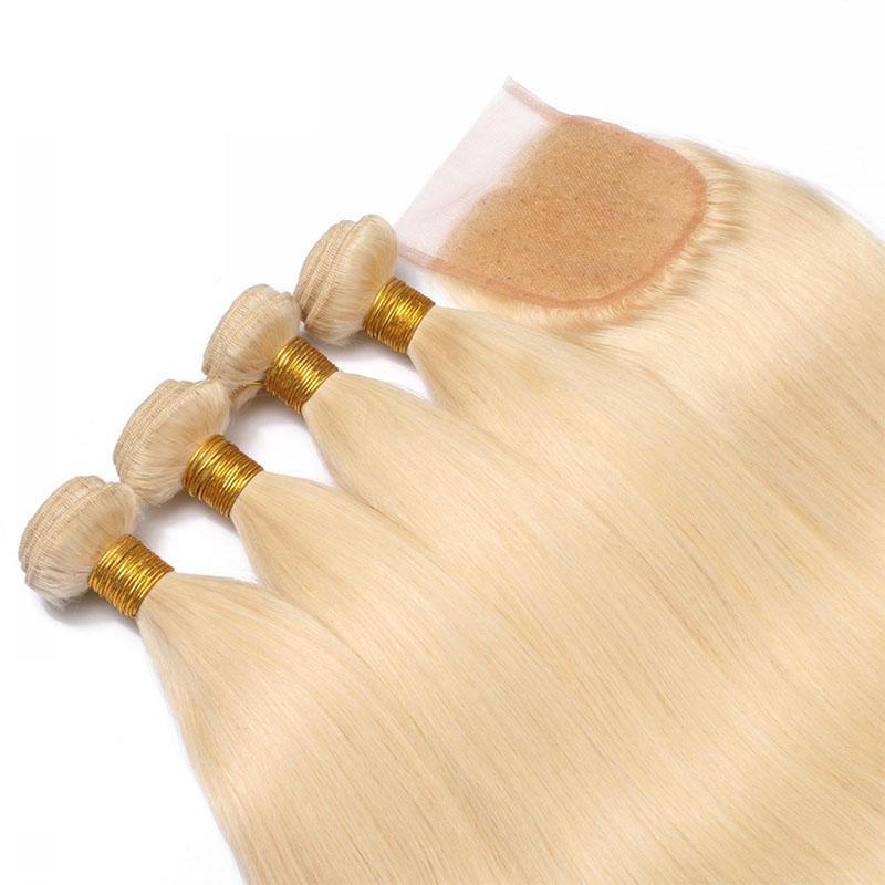 lumiere 613 Blonde straight 4 Bundles with 4*4 Closure Human Virgin Hair - Lumiere hair