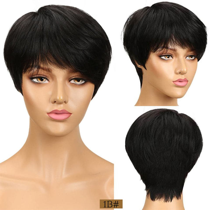 Ship In 24Hours-Lumiere Short Bob Straight Natural Wave Pixie Cut None Lace Human Hair Wigs