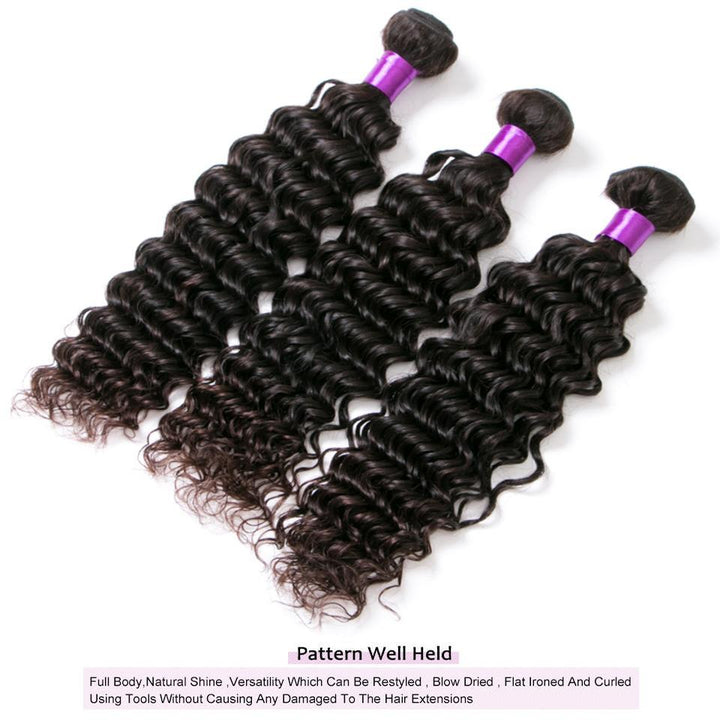 lumiere Hair Malaysian Deep Wave 4 Bundles Virgin Human Hair Extension - lumiere Hair