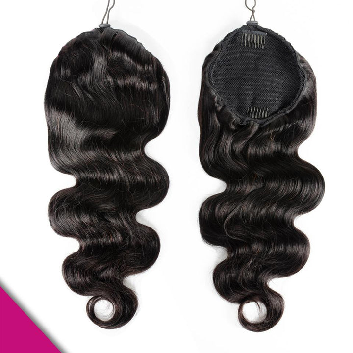 Ship In 24Hours-Lumiere Body Wave Drawstring Ponytail Human Hair Extensions For Women