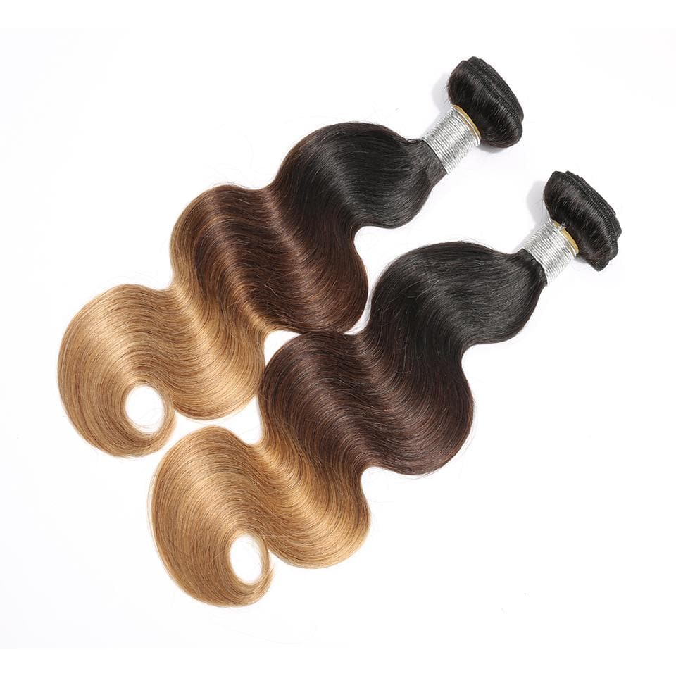 lumiere Hair 2 Bundles Ombre 1b/4/27 Color Body Wave Virgin Human Hair Extension - Lumiere hair