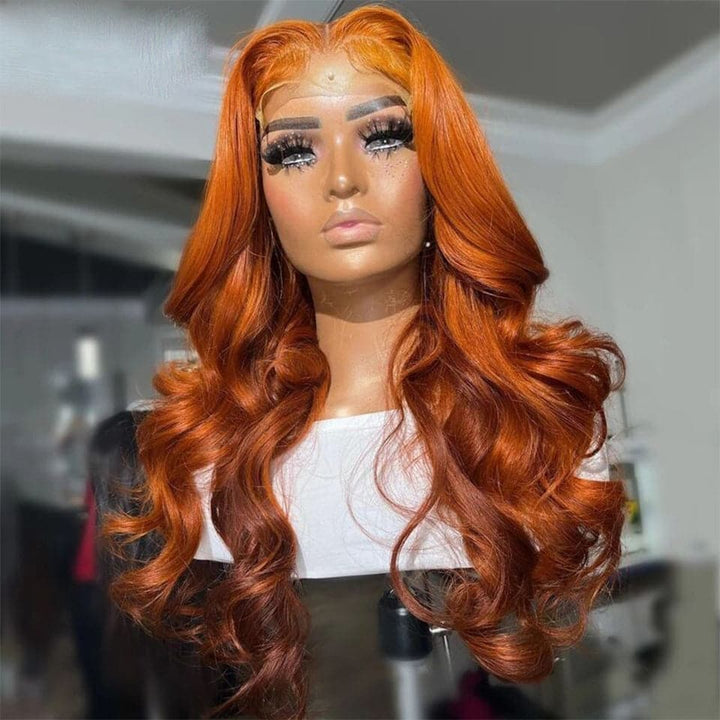 Skunk Stripe Ombre Ginger Body Wave 4x4/13x4 HD Lace Colored Human Hair Wigs for Women