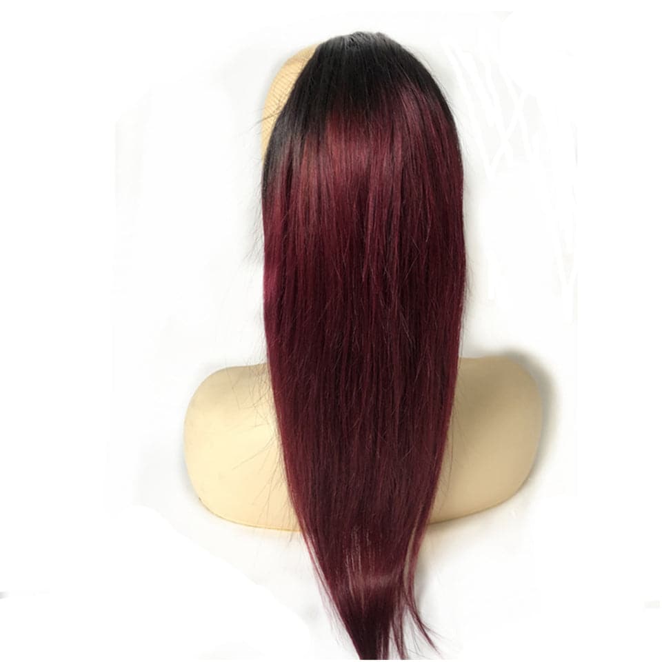 1B/99J Straight Drawstring Ponytail Brazilian Human Hair Extensions Non-Remy