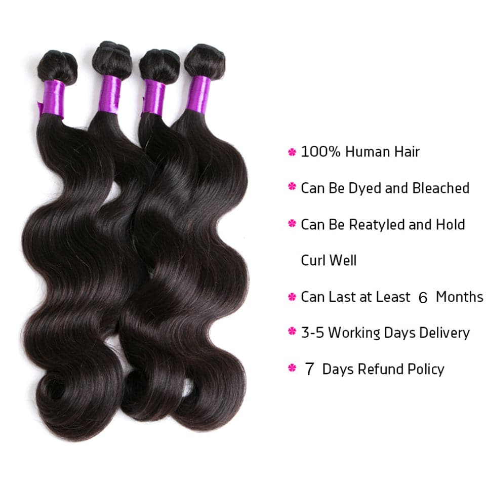 Body Wave 4 Bundles With 13x4 Lace Frontal Brazilian Human Hair