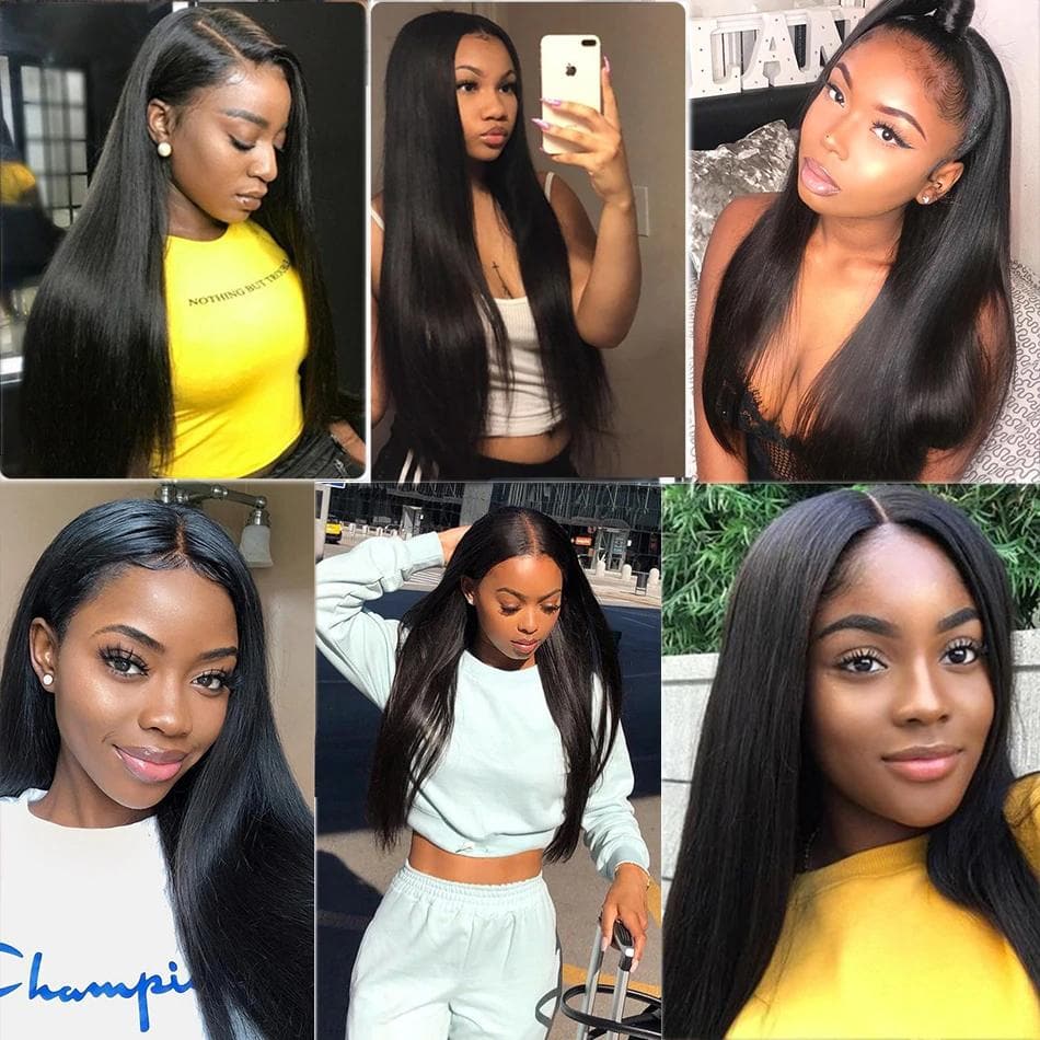 Straight 3 Bundles With 13x4 Lace Frontal / 4X4 Lace Closure 100% Human Hair