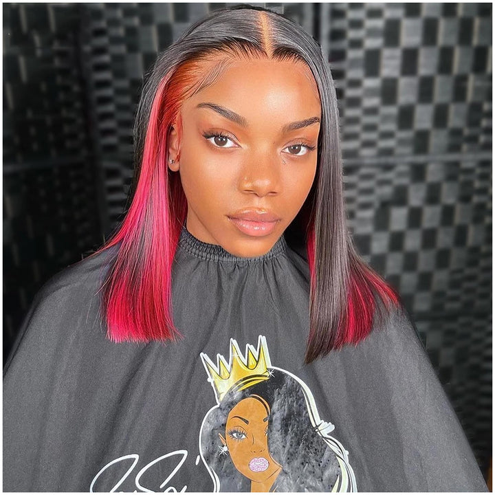 Highlight Pink Short Bob Wig 13x4 Lace Front Human Hair Wigs Brazilian Bob Wigs Straight 4x4 Lace Closure Wigs Pre Plucked