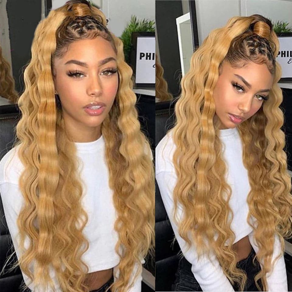 Lumiere 1B/27 Ombre Deep Wave 4x4/5x5/13x4 Lace Closure/Frontal 150%/180% Density Wigs For Women Pre Plucked