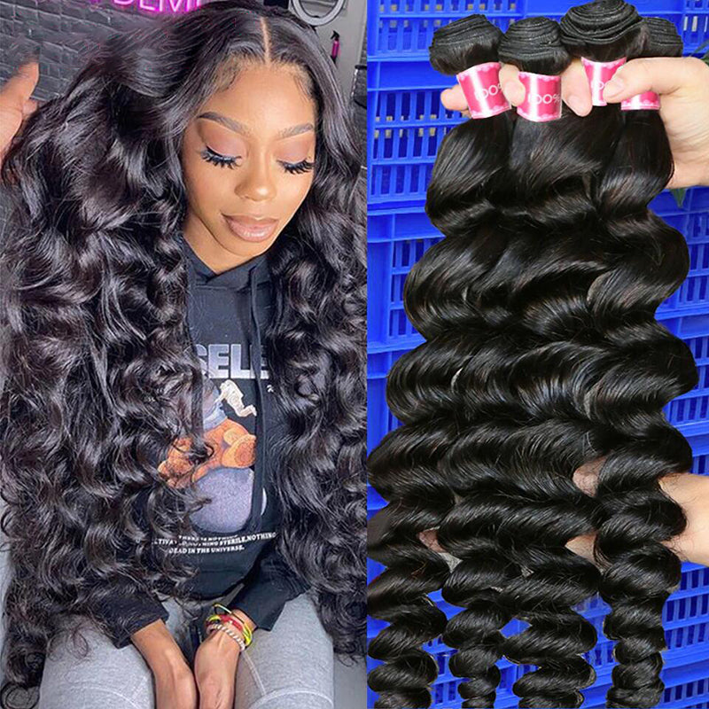 Loose Deep Brazilian Hair Weave 4 Bundles Deal 8-40 Inch Natural Color virgin Human Hair
