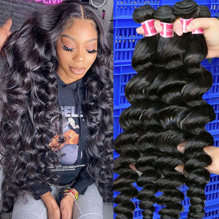 Loose Deep Brazilian Hair Weave 4 Bundles Deal 8-40 Inch Natural Color virgin Human Hair