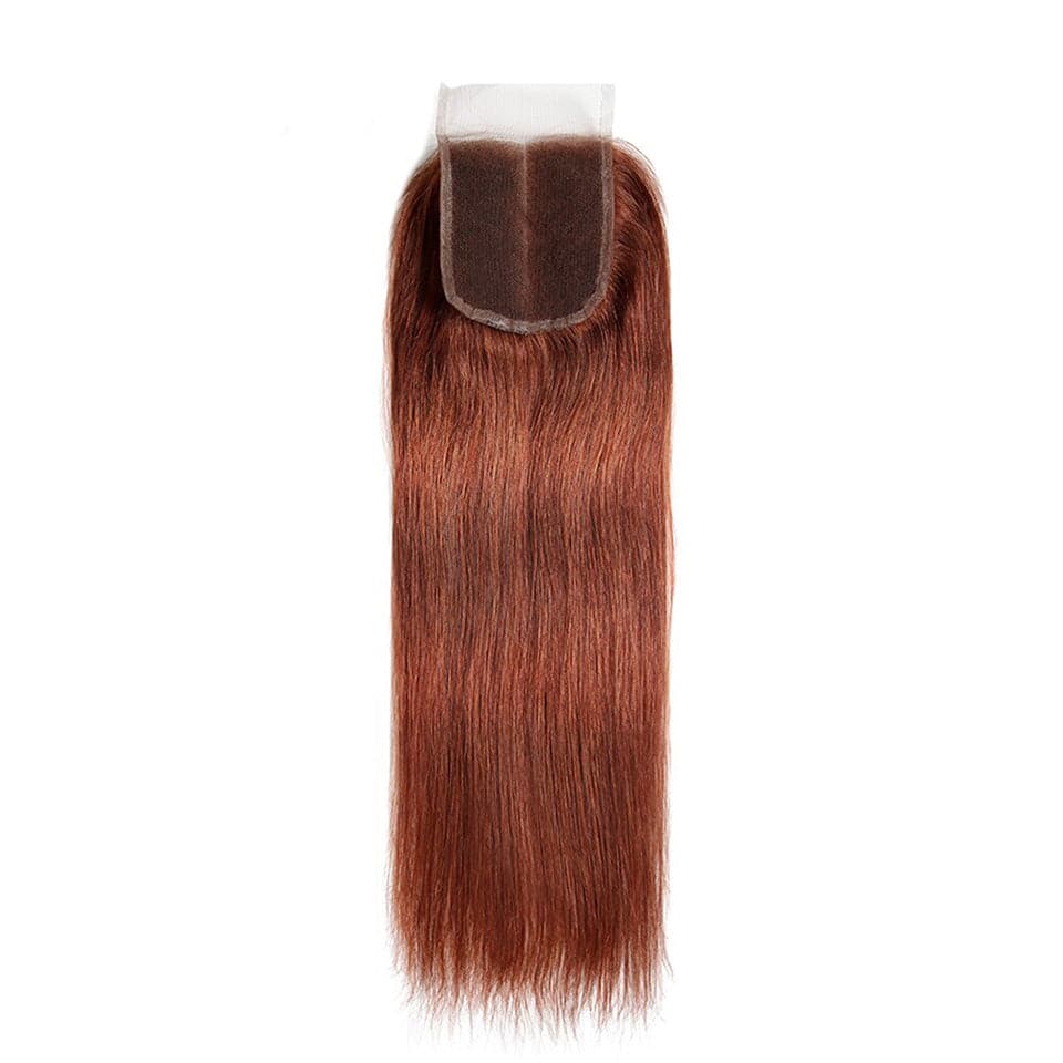 color #33 Straight Hair 3 Bundles With Closure 4x4 pre-Colored 100% virgin human hair