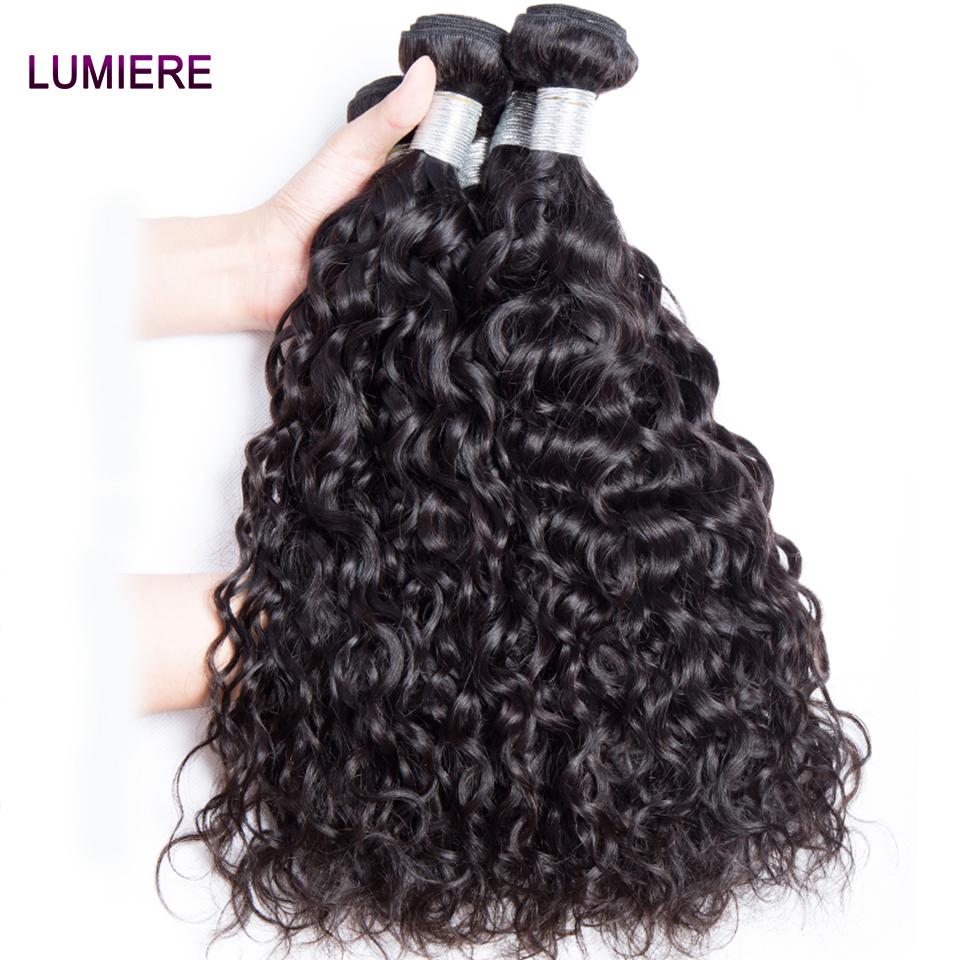 lumiere hair Indian Virgin Hair Water Wave 4 Bundles With 4X4 Lace Closure - Lumiere hair