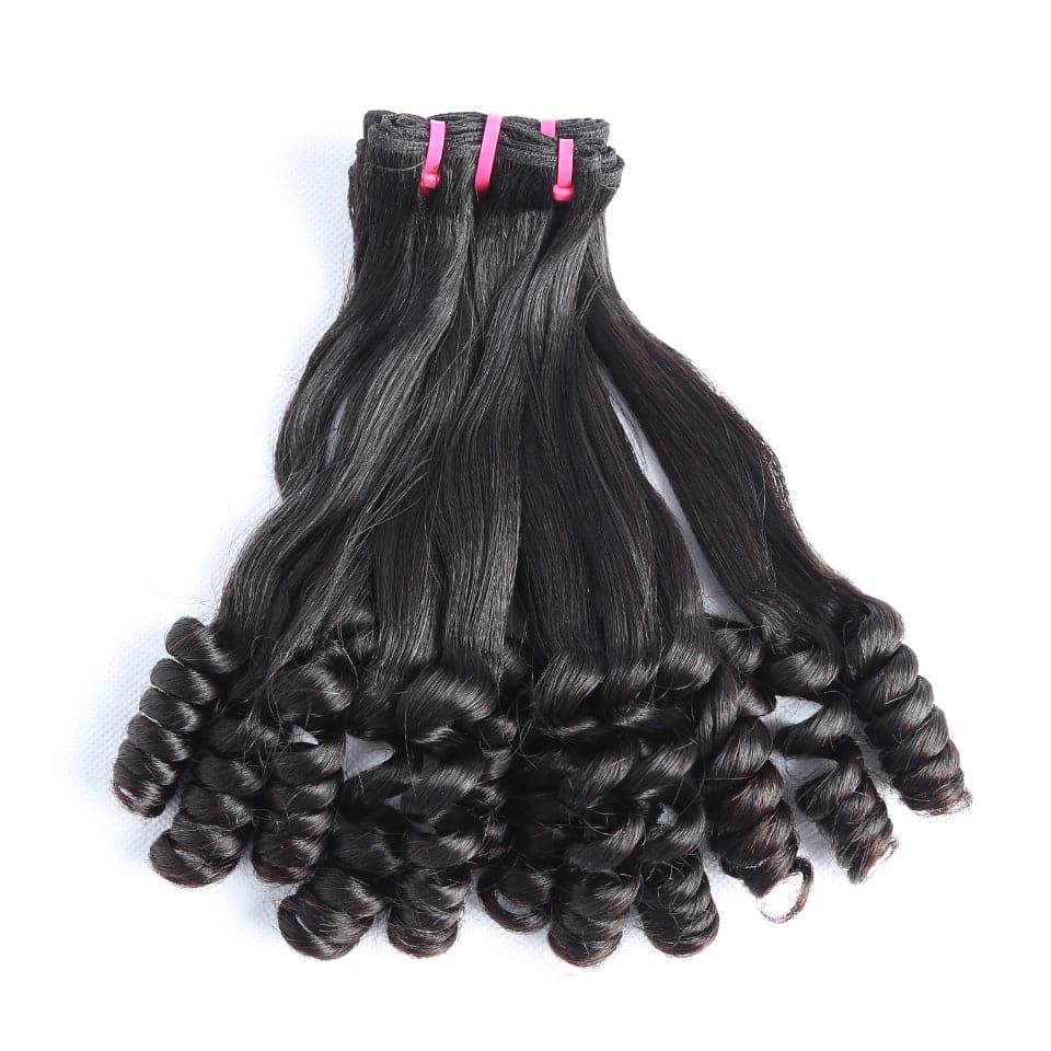 Straight Funmi 3 PCS Human Hair Bundles with 4x4 Lace Closure  3+1 Hair Bundles with HD Transparent Lace Closure