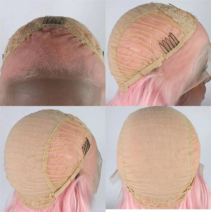 Light Pink Straight HD Lace Front Wigs Virgin Human Hair