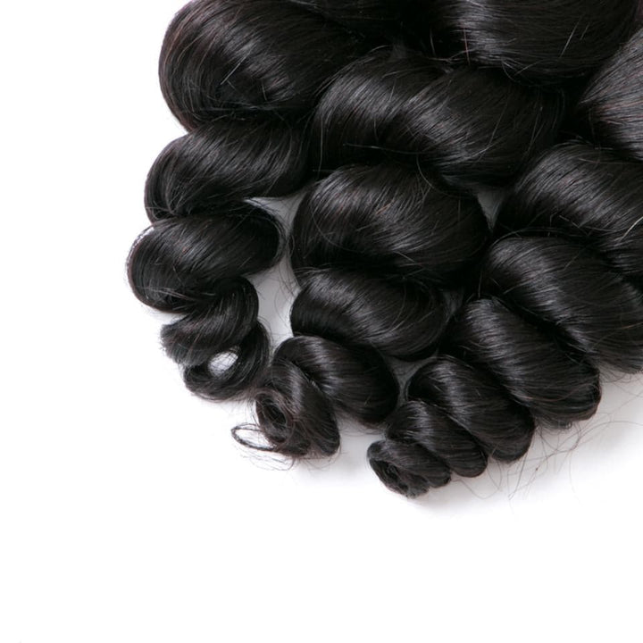 lumiere Peruvian Virgin Hair Loose Wave 3 Bundles with 4X4 Lace Closure
