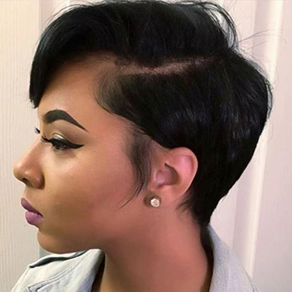 Ship In 24Hours-Lumiere Short Straight Pixie Cut Bob T Part Transparent Lace Wig For Black Women