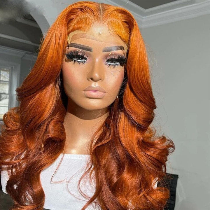 Skunk Stripe Ombre Ginger Body Wave 4x4/13x4 HD Lace Colored Human Hair Wigs for Women