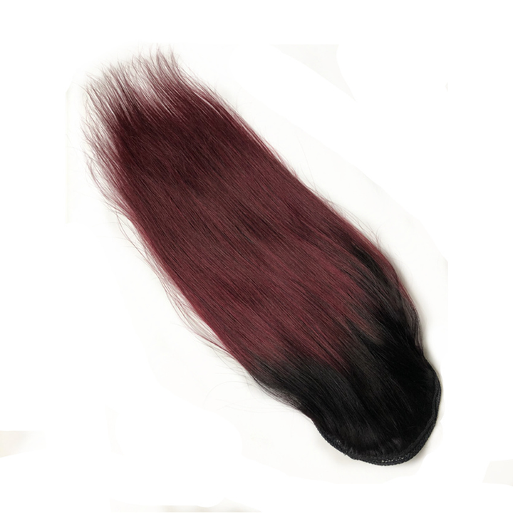 1B/99J Straight Drawstring Ponytail Brazilian Human Hair Extensions Non-Remy