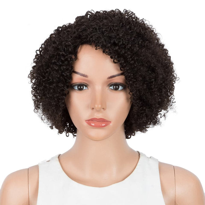Ship In 24Hours-Lumiere #1B Curly Short Bob Full Machine Made None Lace Wig Virgin Human Hair