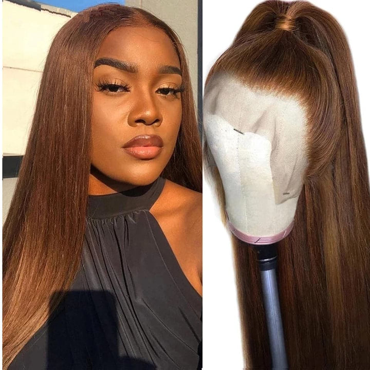 Skunk Stripe Light Brown Straight 4x4/13x4 Lace Front Wigs For Women