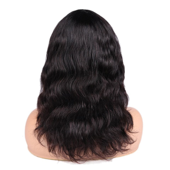 Loose Deep Bob Full Machine Made None Lace Front Wigs With Bangs For Women