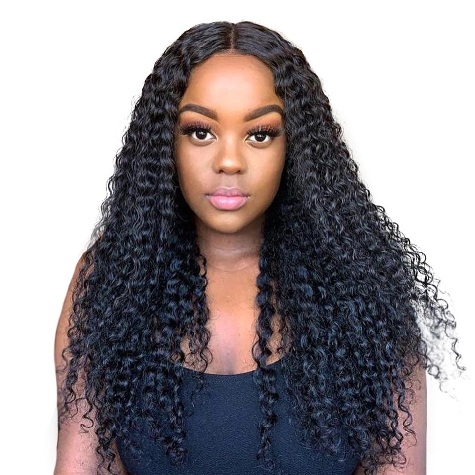 Kinky Curly U Part Glueless Perruques de cheveux humains Cheveux vierges brésiliens pour les femmes noires