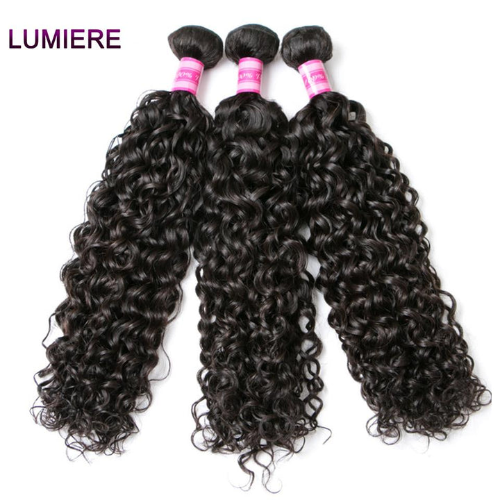 lumiere Malaysian 3 bundles with 13X4 lace frontal water wave Virgin Human Hair Extension - Lumiere hair