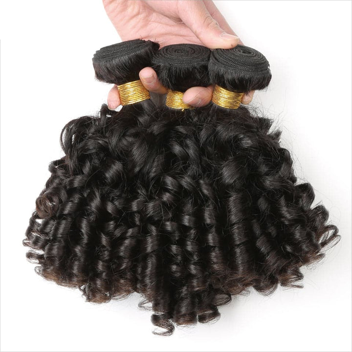 Bouncy Culry Human Hair 3 Bundles with 13x4 HD Lace Frontal Brazilian Hair for Women