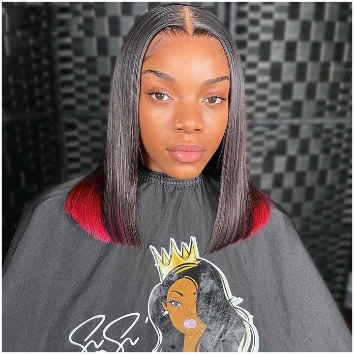 Highlight Pink Short Bob Wig 13x4 Lace Front Human Hair Wigs Brazilian Bob Wigs Straight 4x4 Lace Closure Wigs Pre Plucked